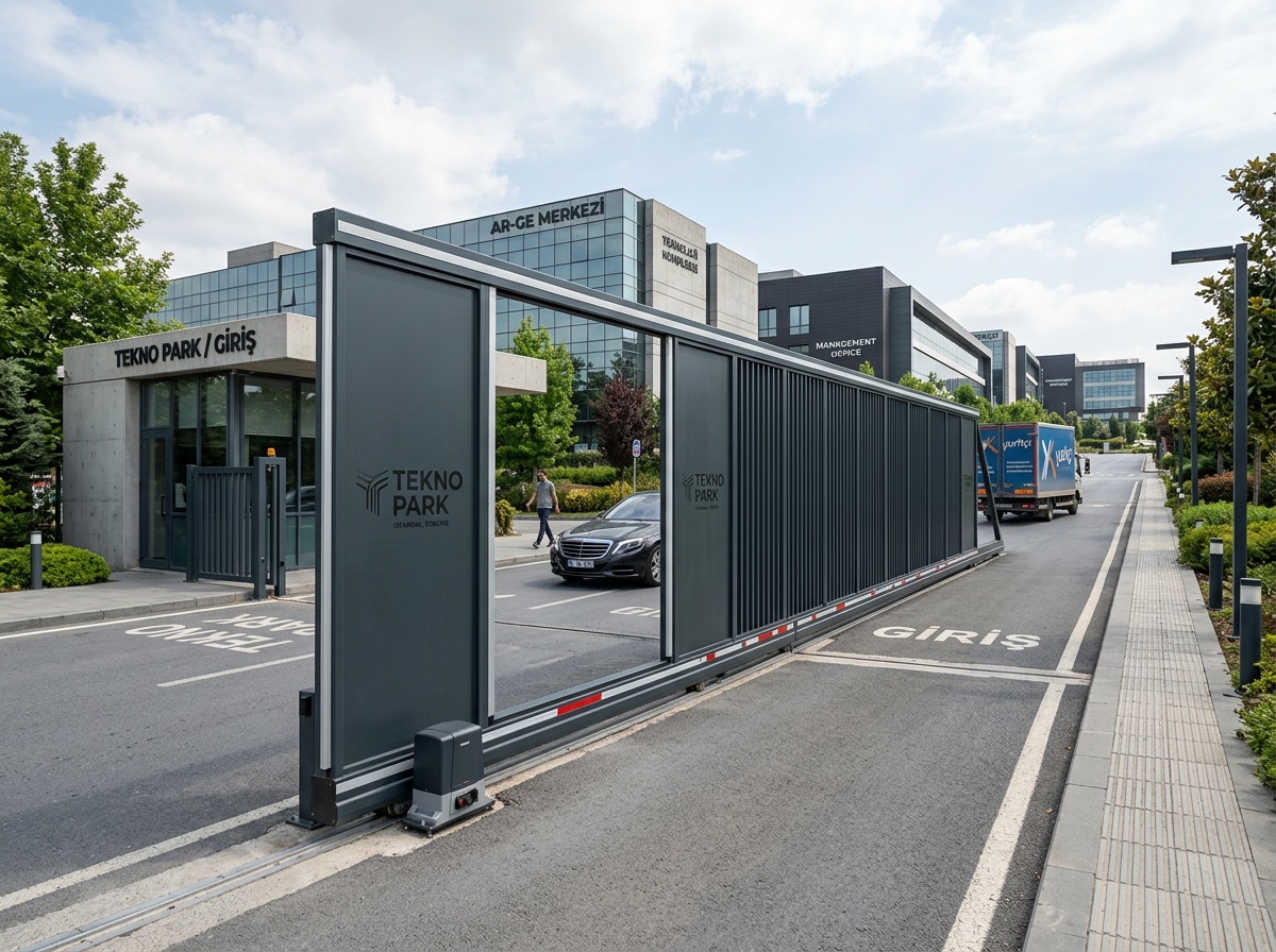 Large commercial automatic sliding gate for office premises